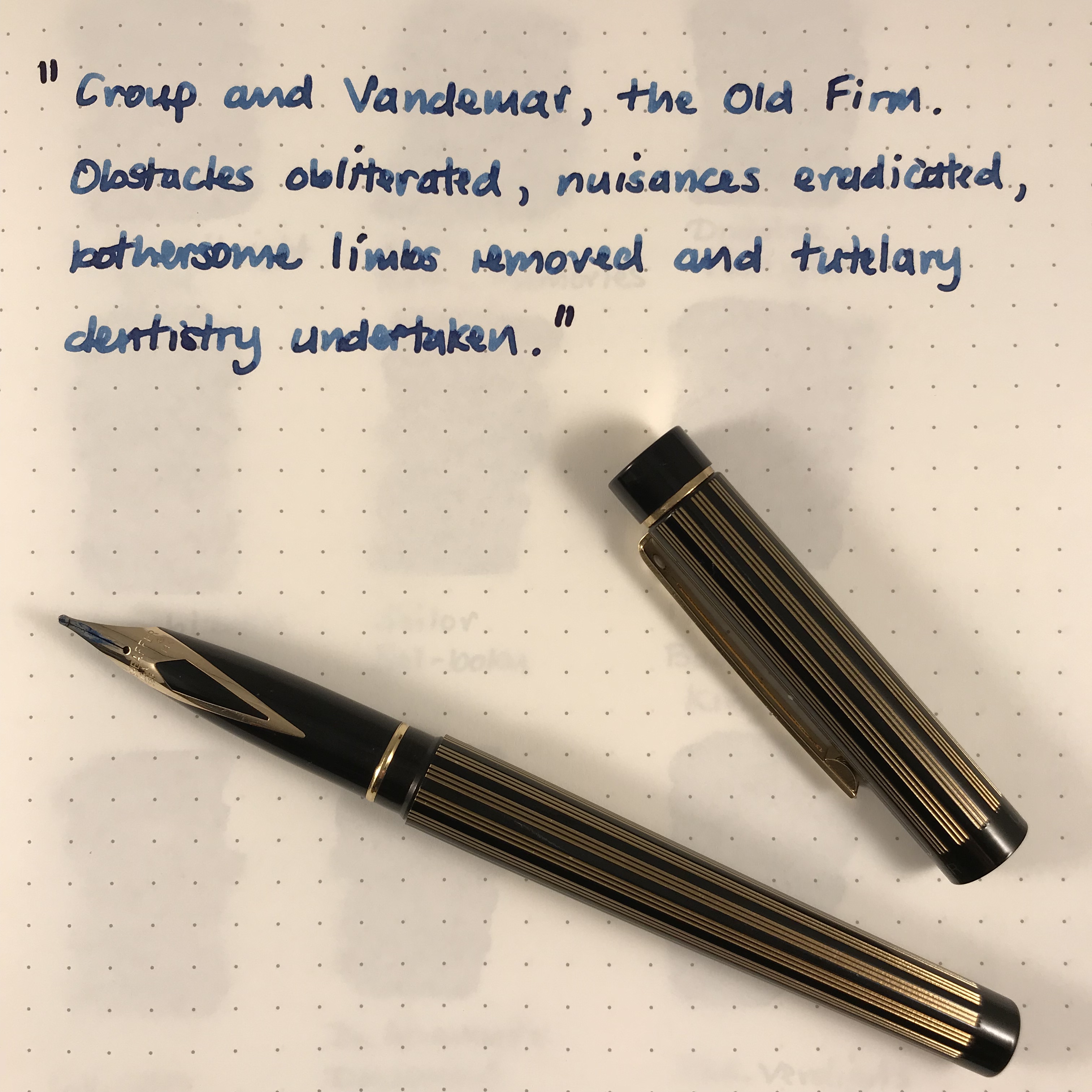 Writing sample with broad nib